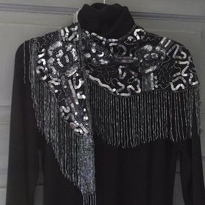 BEAUTIFUL Sequin & beaded fringe wrap!  Stunning!